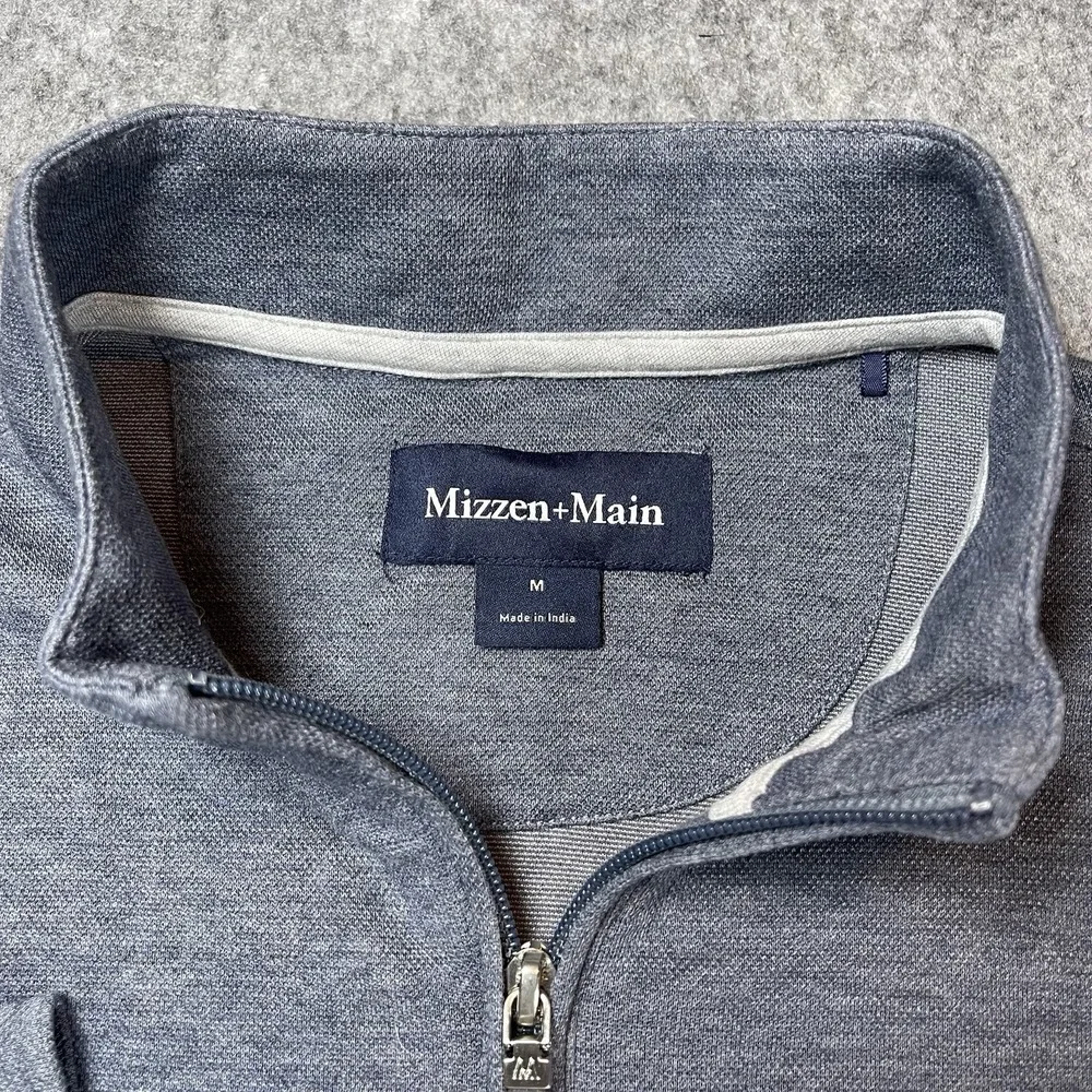 Mizzen+Main Crandall 1/4 Zip Men's Medium Heathered Blue Performance Stretch